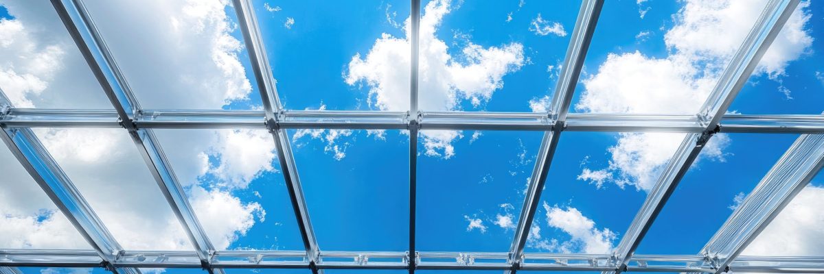 Structure of steel roof frame with blue sky and clouds, high quality picture, bright lighting, high resolution, perfect composition, with space for text or copy space, with text area, high detail, 8k --ar 3:2 --v 6.1 Job ID: 5efc3658-9368-4baf-ad78-090439c9ea10